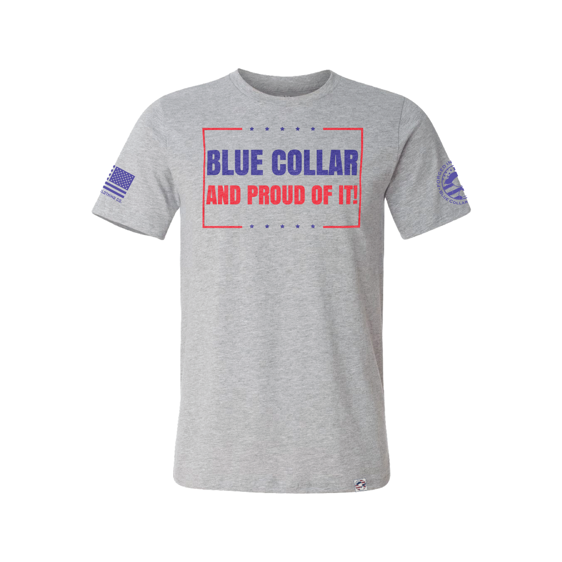 Blue t shirt with online white collar