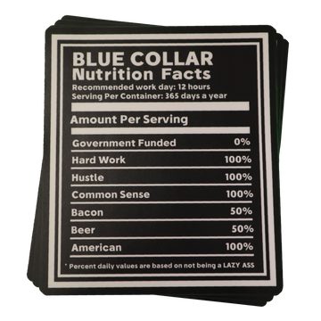 Blue Collar Nutrition Facts Decal